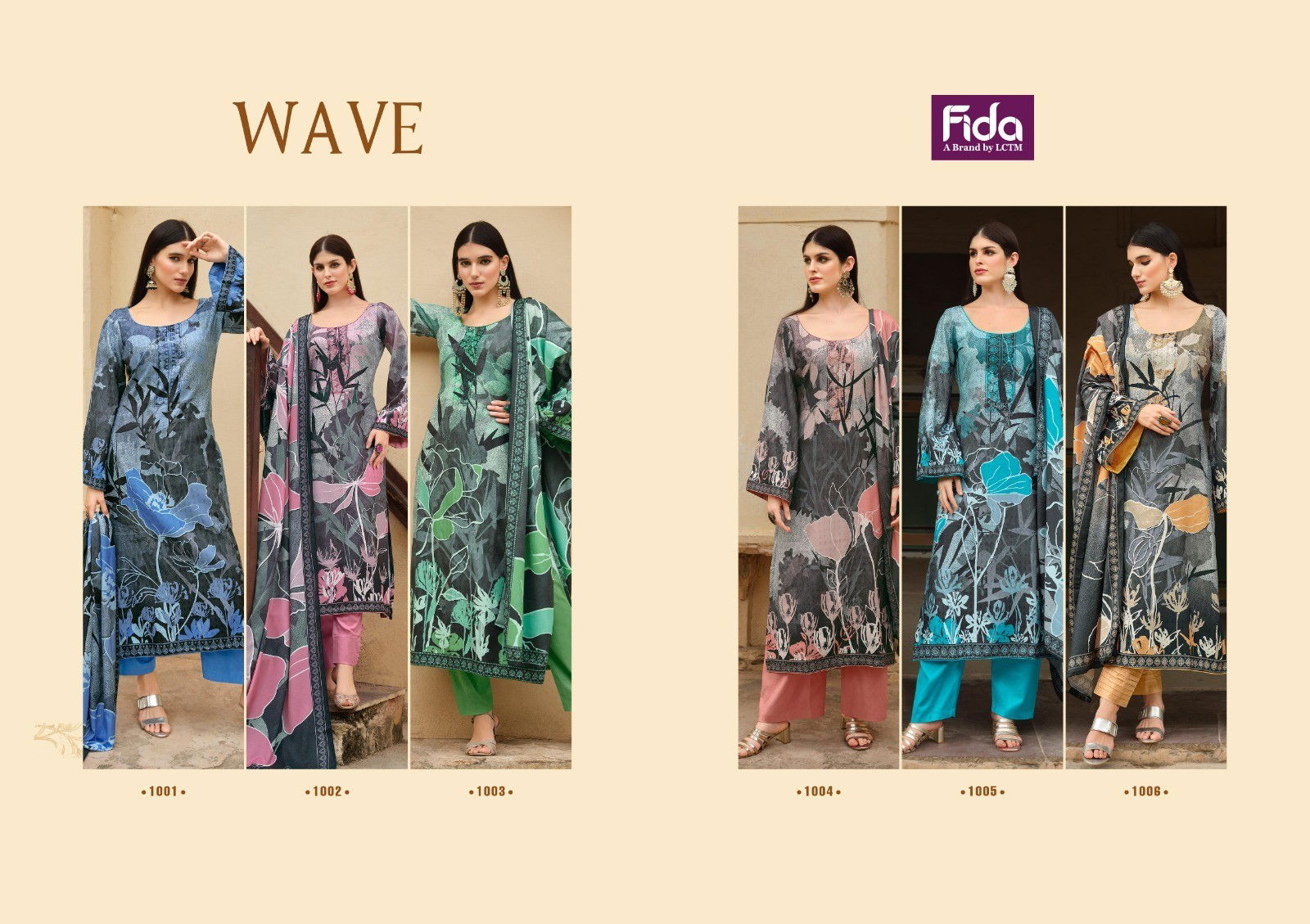 Fida Wave Printed Pashmina Dress Material Catalog
